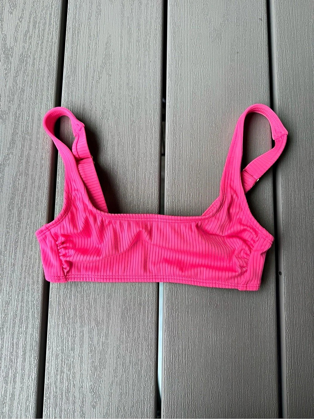 Wild Fable Neon Pink Ribbed Bralette Bikini Top XXS 00 Adjustable